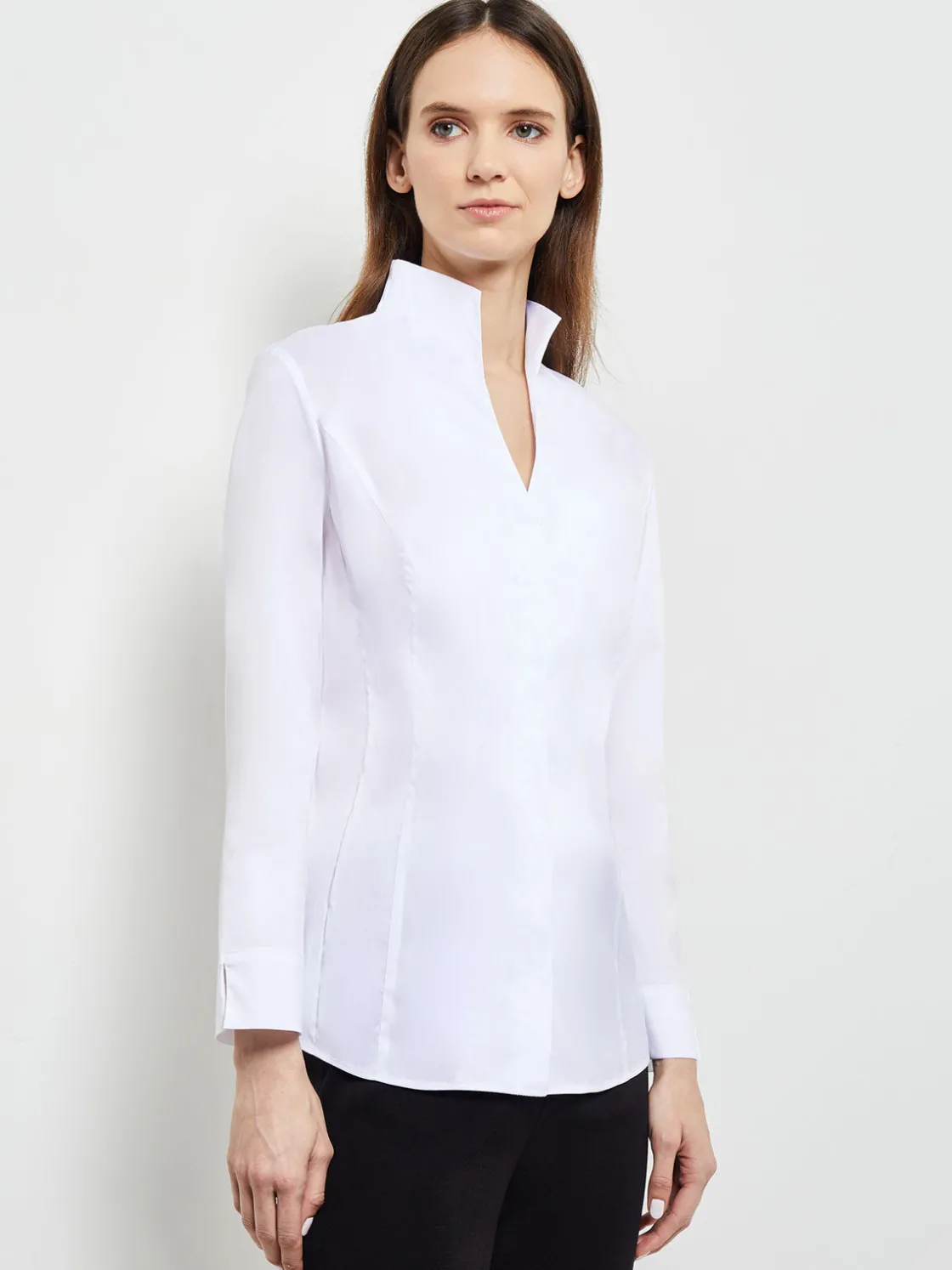 Misook Hi-Neck Stretch Cotton Blouse* Blouses & Shirts | Tops & Tees