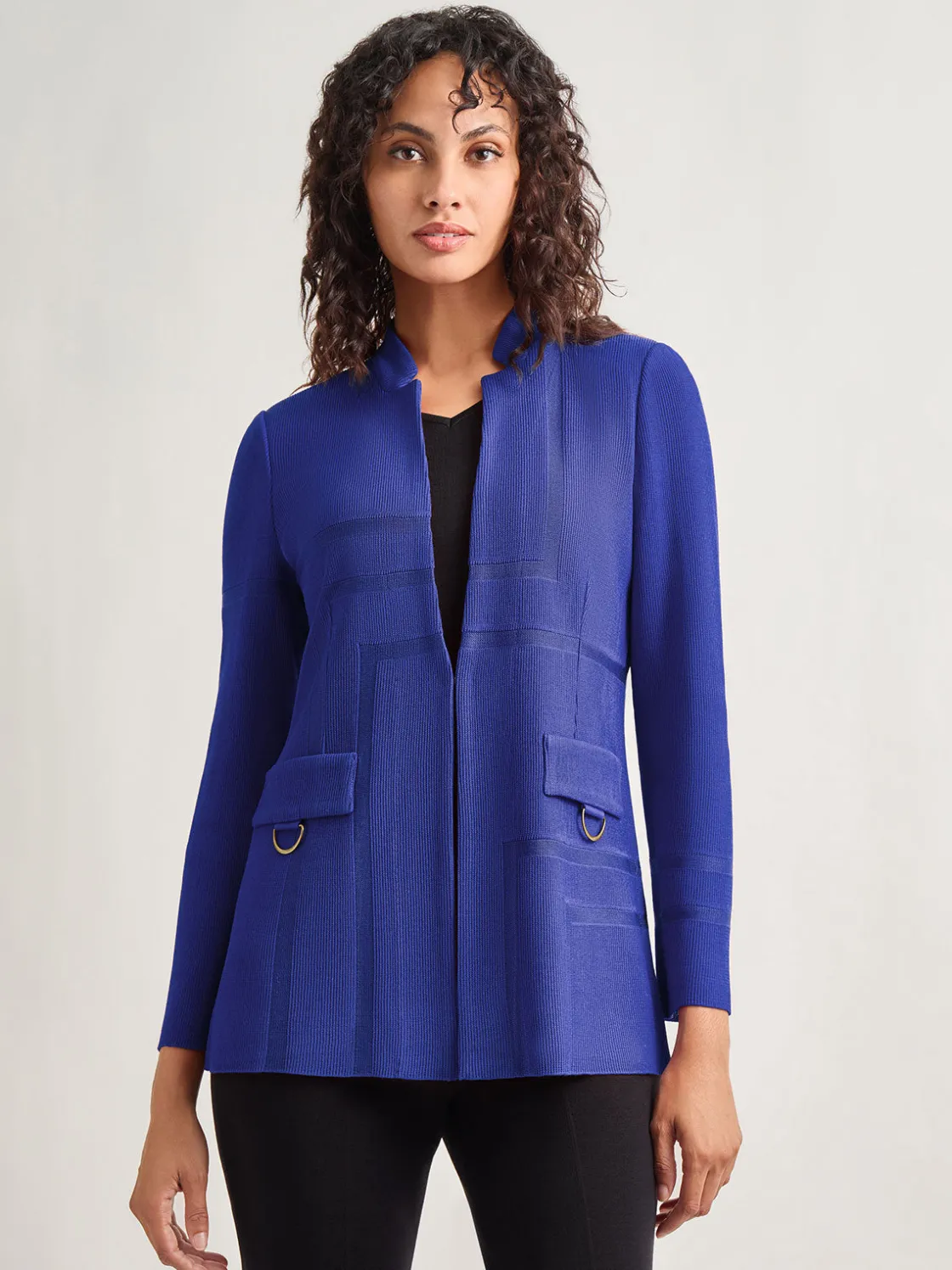 Misook Inverted Notch Collar Tailored Knit Jacket* Jackets & Coats