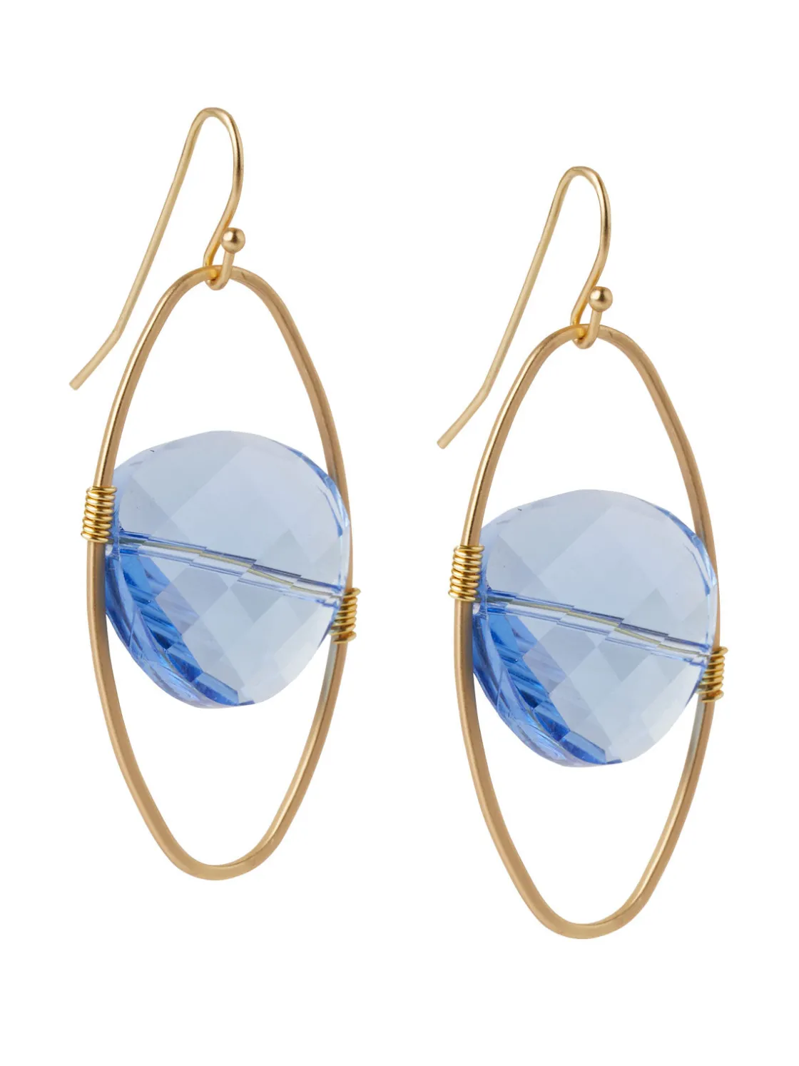 Misook 18K Matte Gold Plated Blue Crystal Wire Wrapped Earrings* Accessories | Earrings