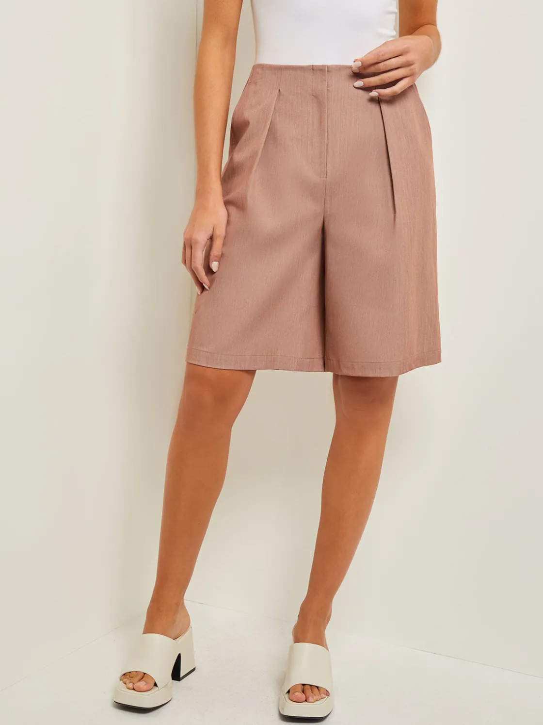 Misook Knee Length Bermuda Shorts - Pleated Woven* Pants & Shorts