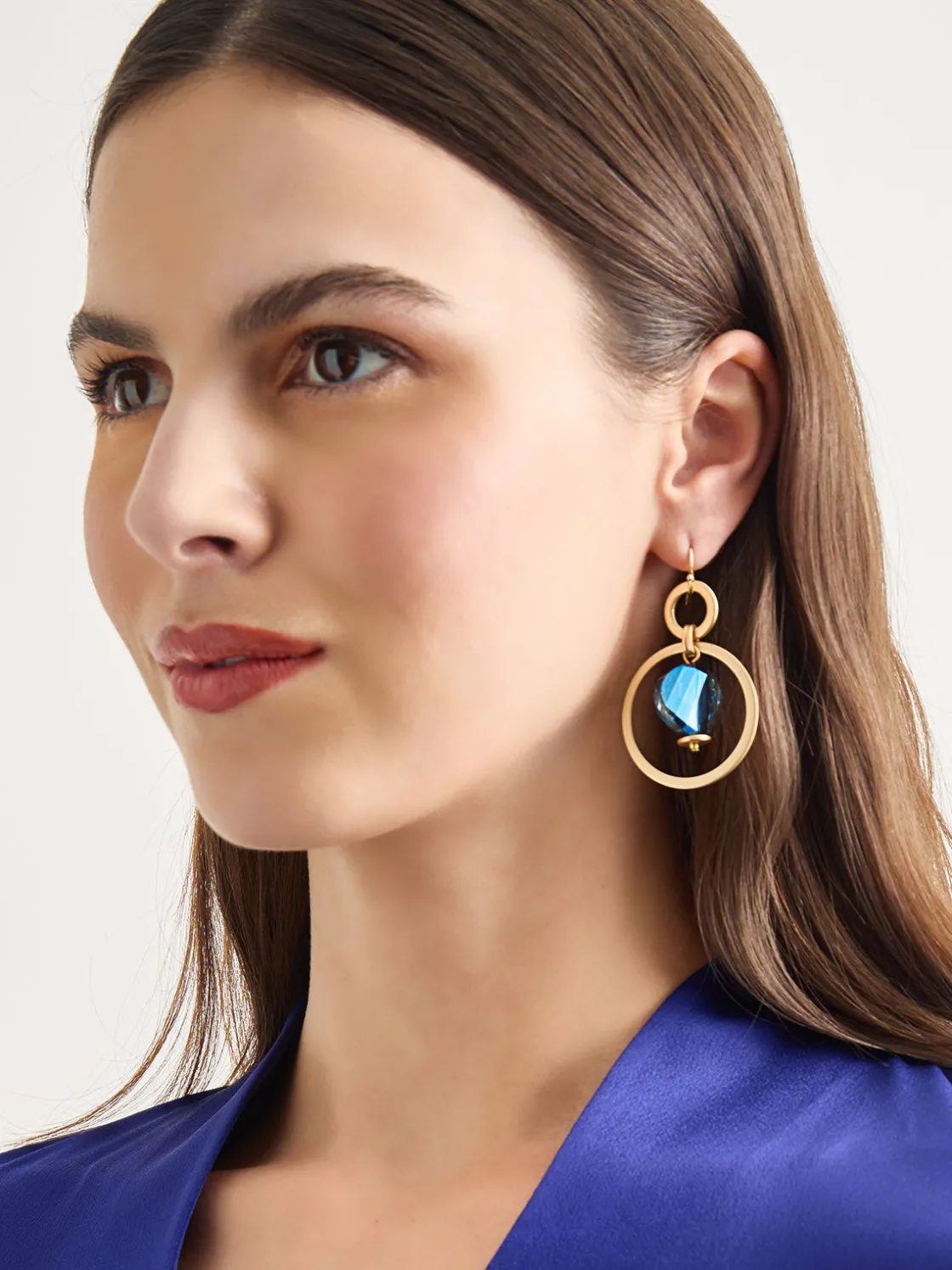 Misook Labradorite and Matte Gold Hoop Earrings* Accessories | Earrings