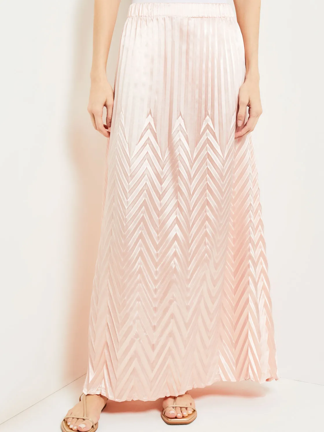 Misook Maxi A-Line Skirt - Chevron Textured Crepe de Chine* Skirts