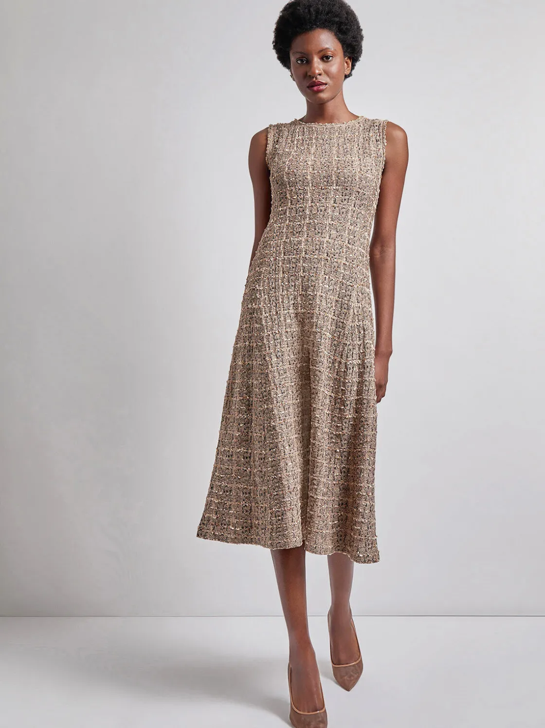 Misook Maxi Fit & Flare Tweed Knit Dress* Dresses