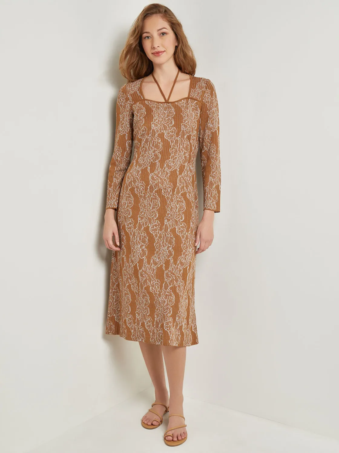 Misook Midi A-Line Dress - Ribbed Lurex Jacquard Knit* Dresses