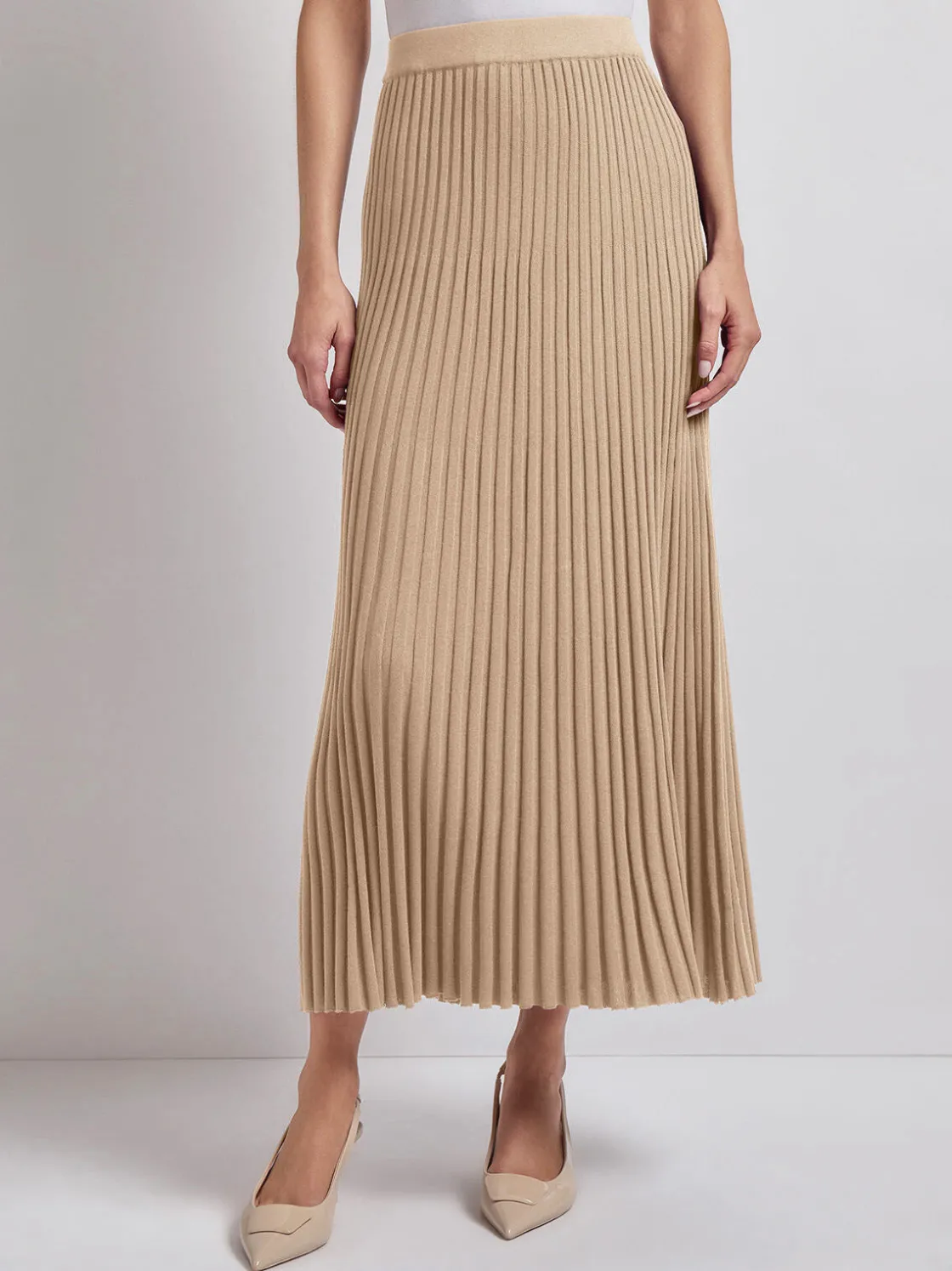 Misook Midi A-Line Soft Ribbed Knit Skirt* Skirts