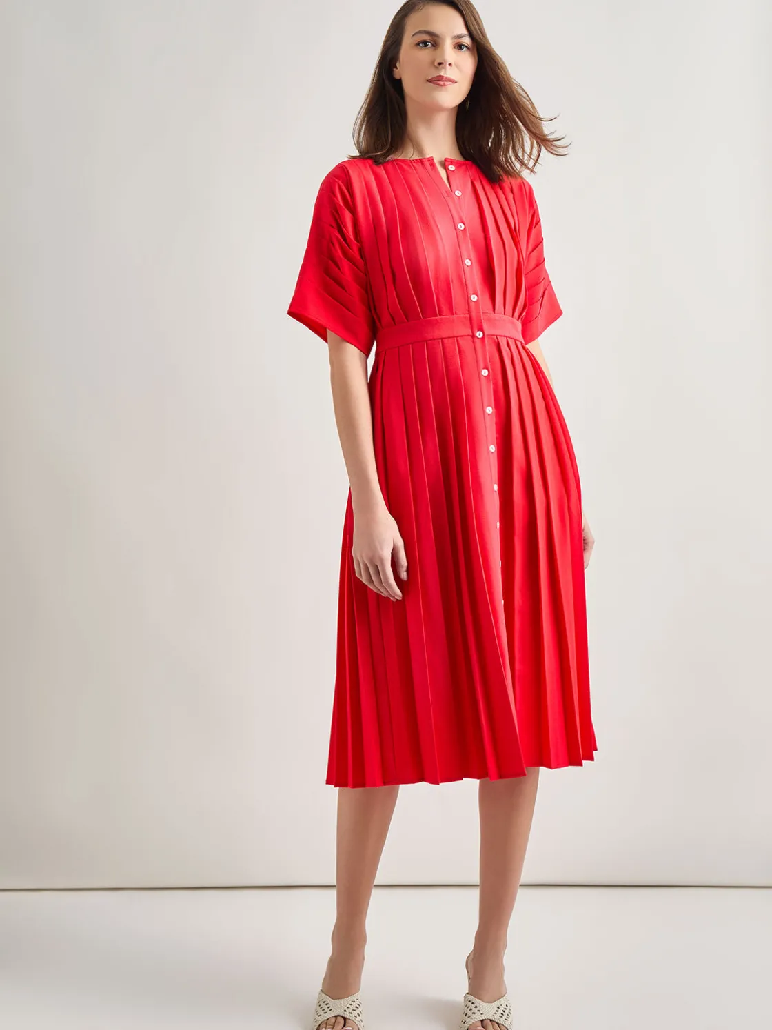 Misook Midi Fit & Flare Dress - Hand Pleated Woven* Dresses