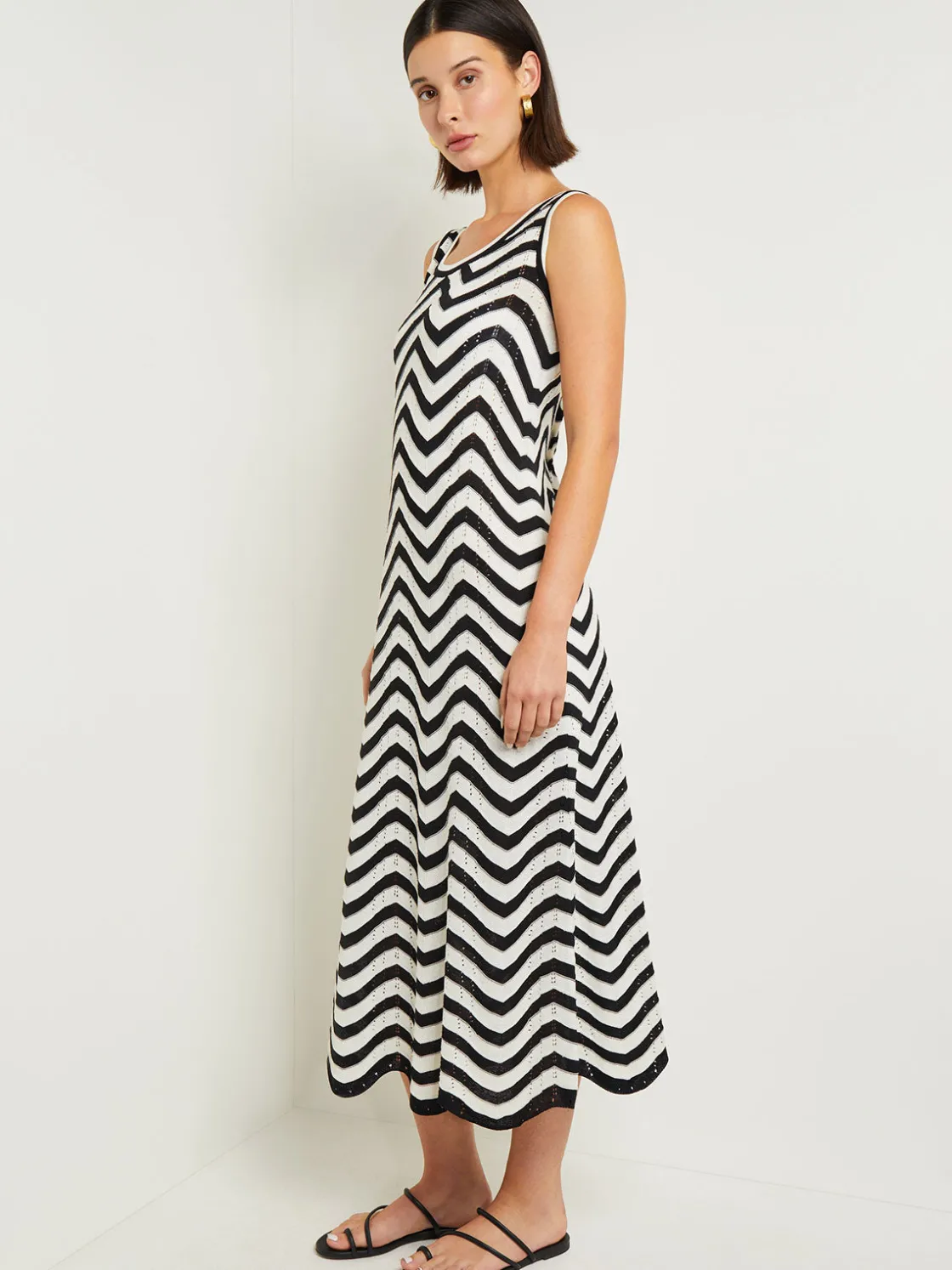 Misook Midi Sheath Dress - Chevron Hem Intarsia Knit* Dresses