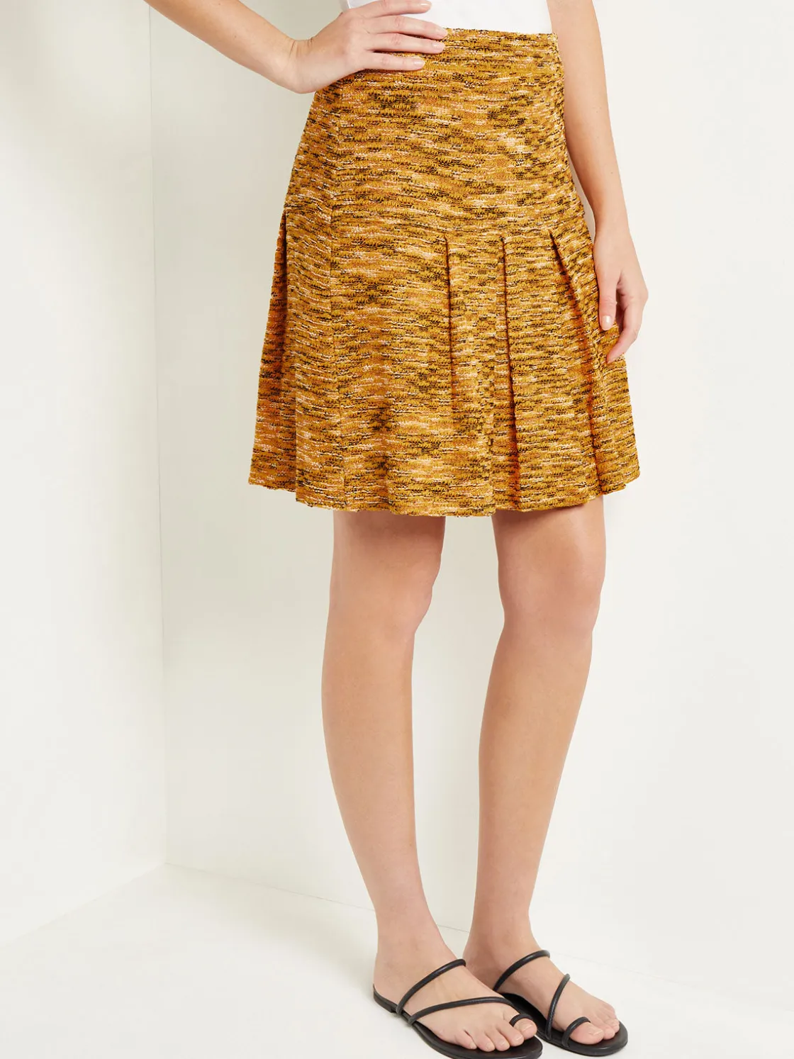 Misook Mini A-Line Skirt - Pleated Tweed Knit* Skirts