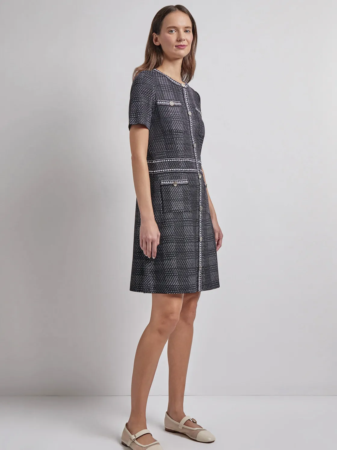 Misook Modern Fit Bold Plaid Tweed Knit Sheath Dress* Dresses