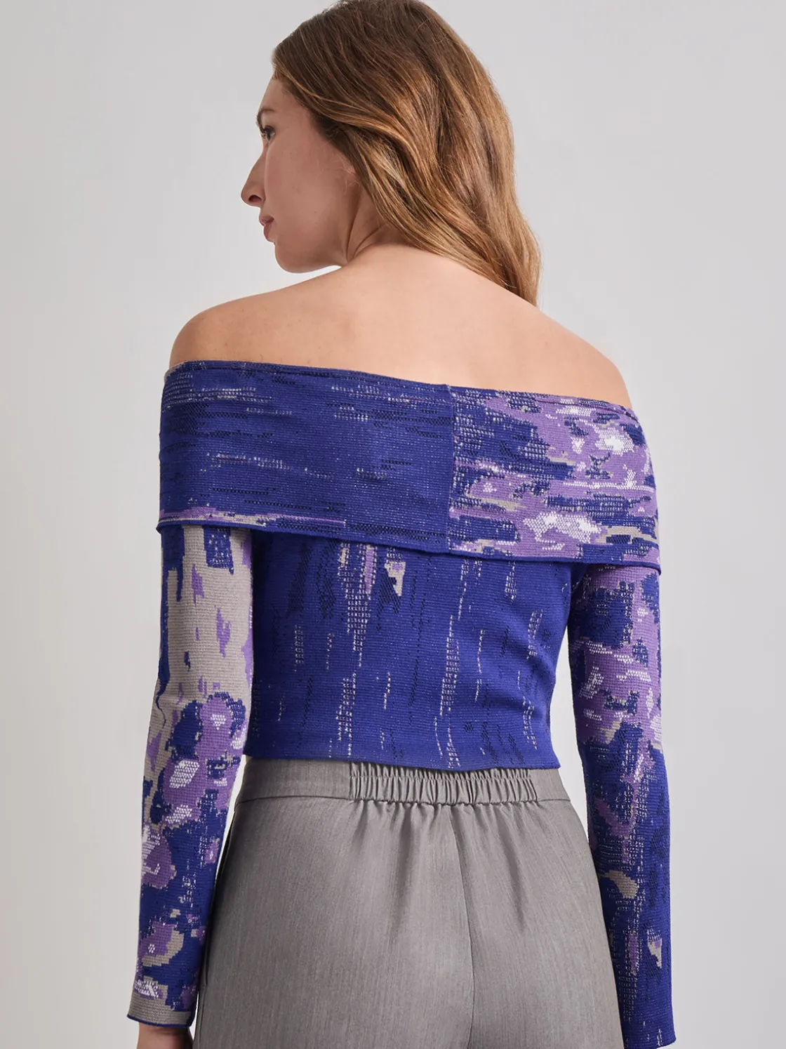 Misook Modern Fit Cropped Cross Body Watercolor Soft Knit Top* Tops & Tees