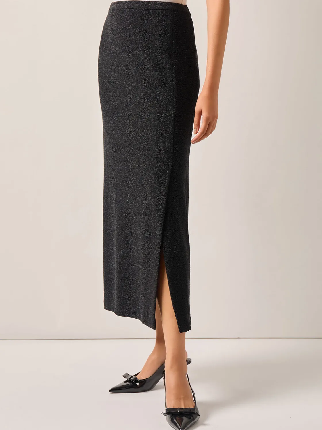 Misook Modern Fit Sparkle Stretch Woven Straight Maxi Skirt* Skirts