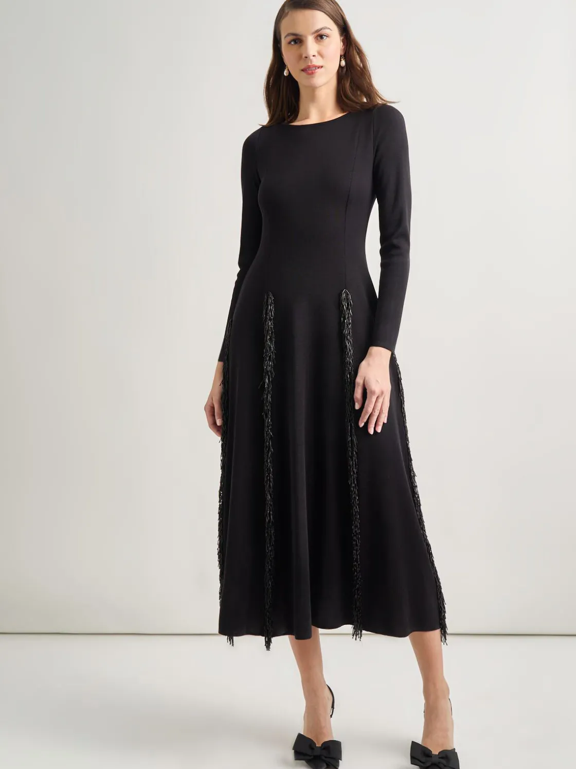 Misook Modern Fit-and-Flare Sequin Princess Seam Knit Maxi Dress* Dresses