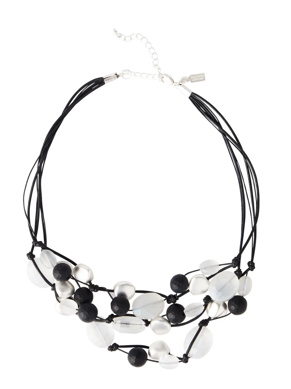 Misook Multi-Cord Matte Black & White Crystal Necklace* Accessories | Necklaces