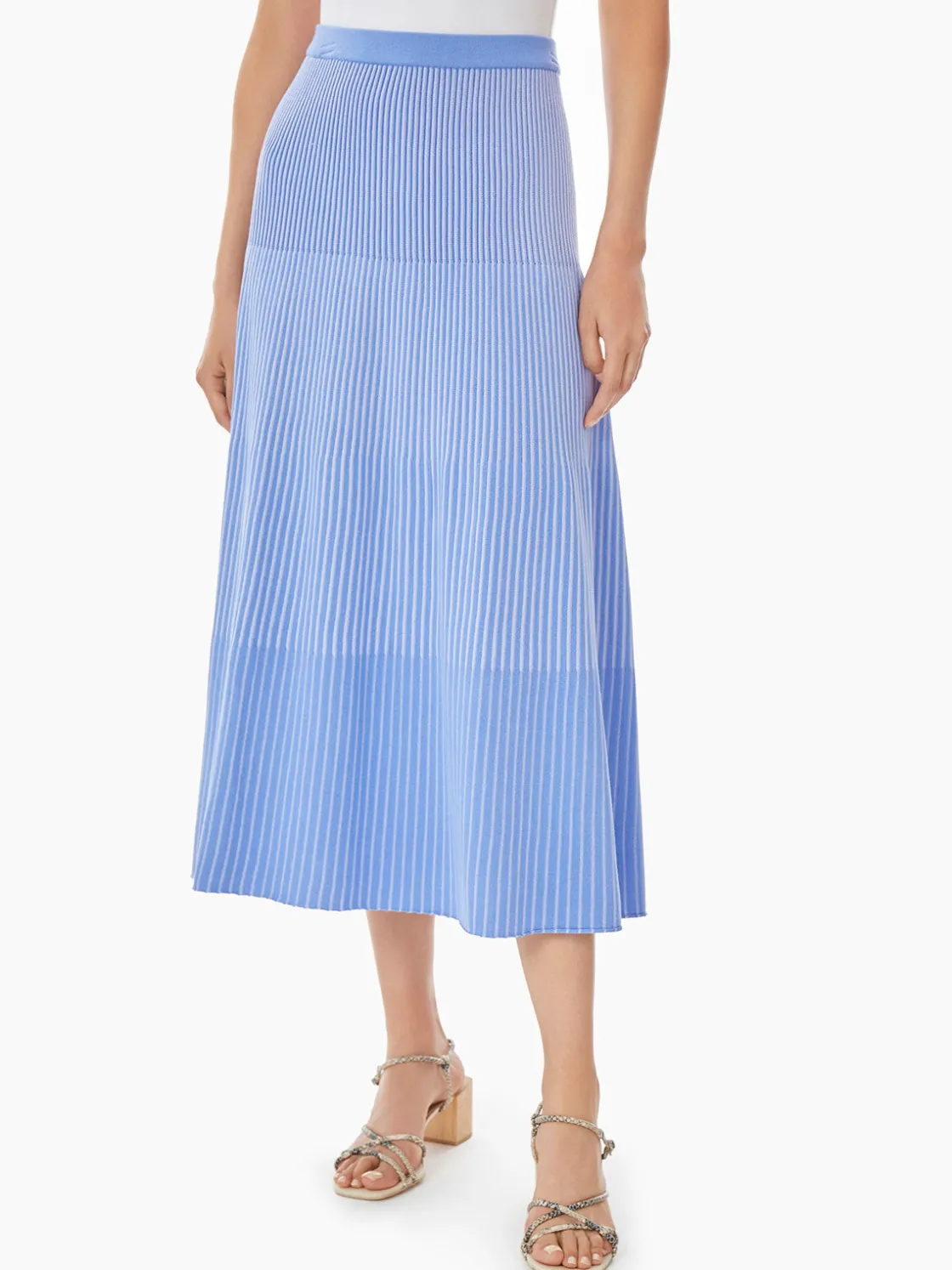 Misook Multi-Stripe Soft Knit Midi Skirt* Skirts