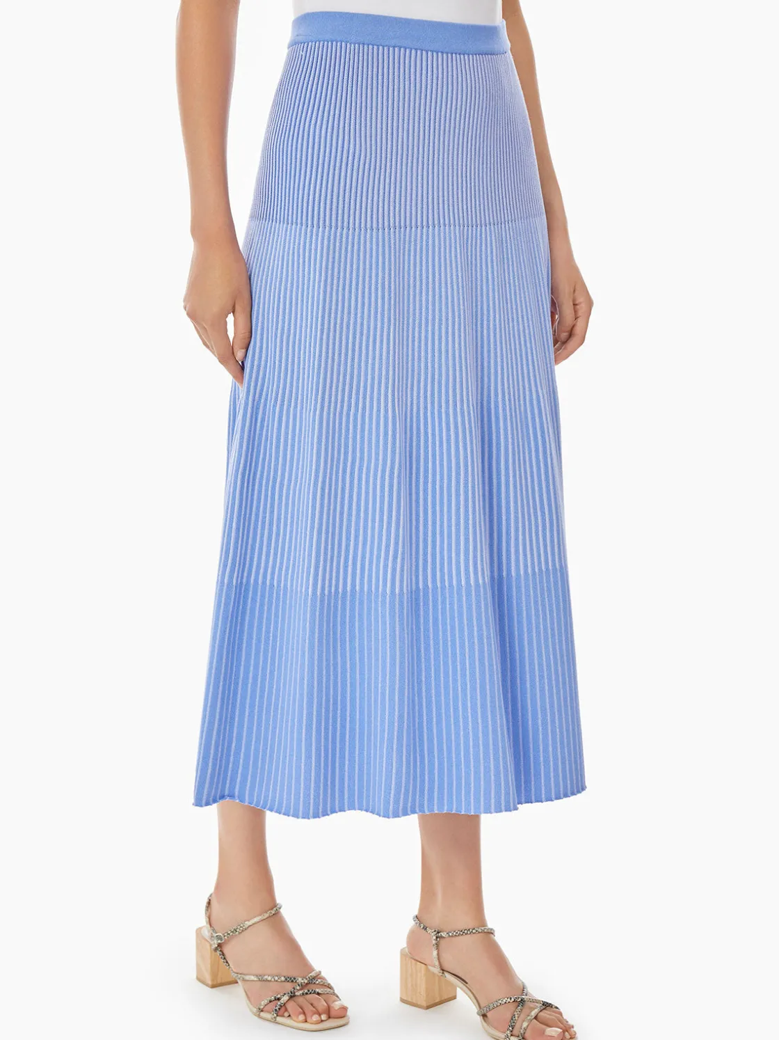 Misook Multi-Stripe Soft Knit Midi Skirt* Skirts