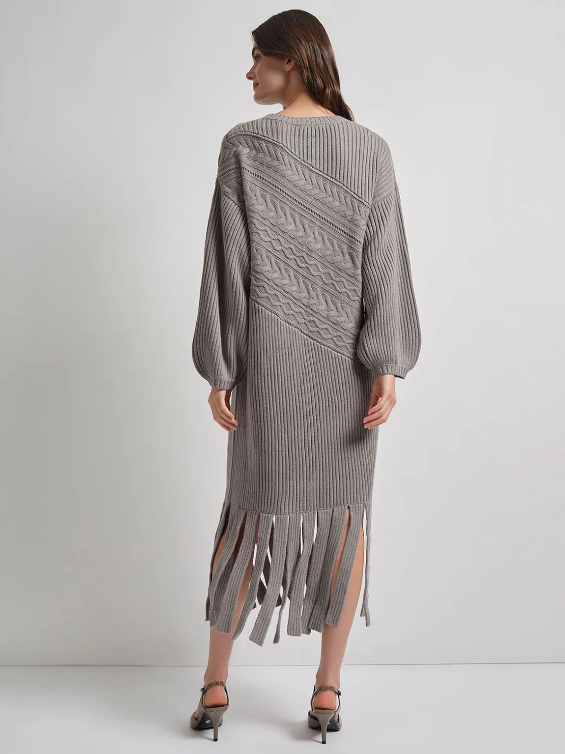 Misook Oversized Cable Knit Wool Blended Sheath Maxi Dress* Dresses