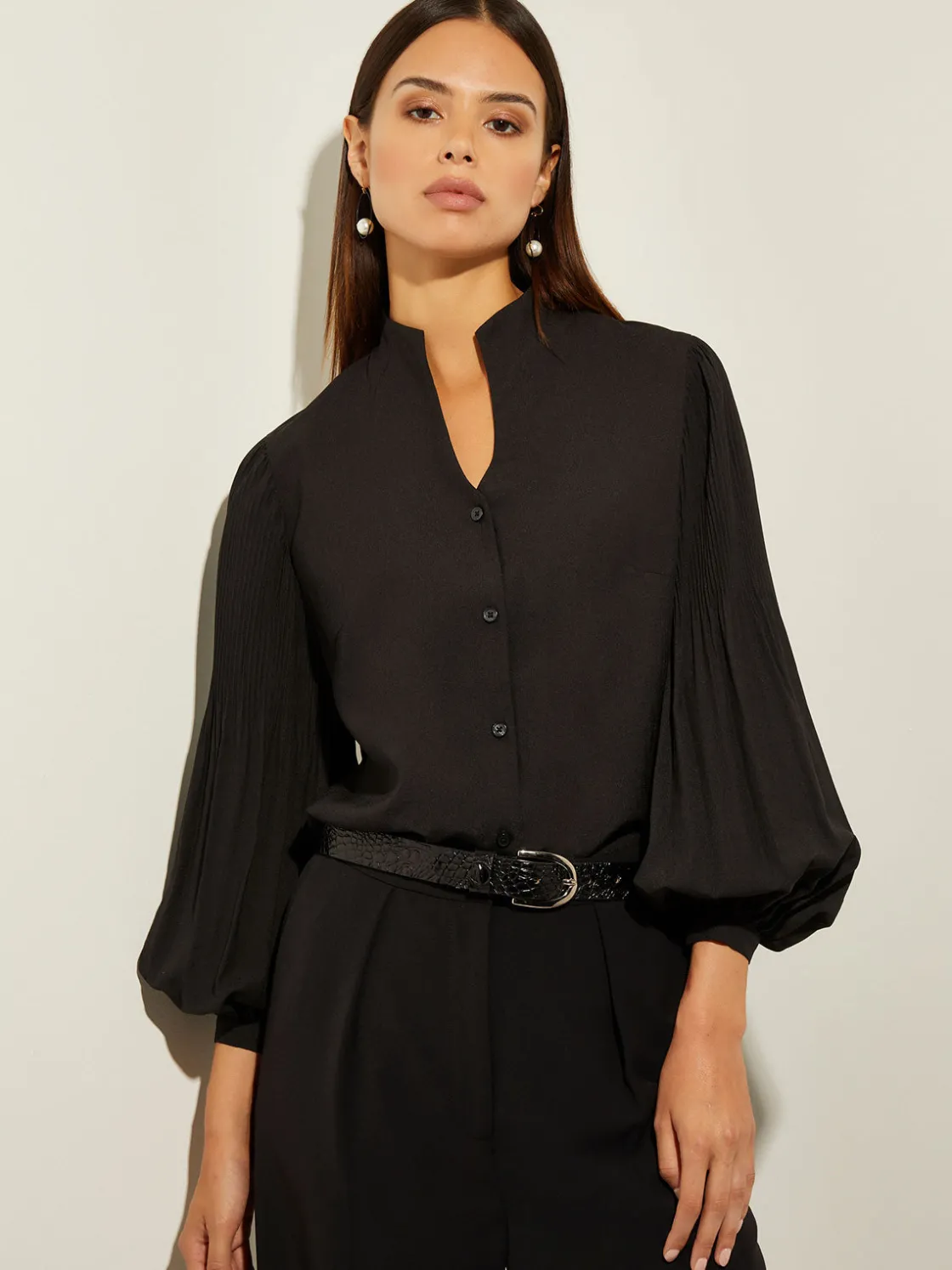 Misook Pleated Bishop Sleeve Stretch Crepe Blouse* Blouses & Shirts | Tops & Tees