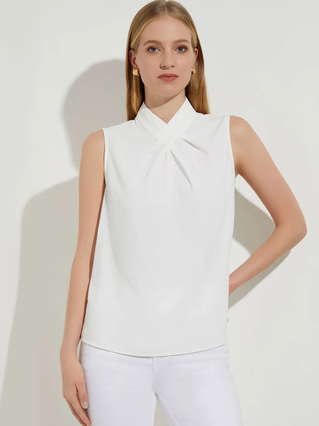 Misook Pleated Crossover Collar Crepe de Chine Blouse* Blouses & Shirts | Tops & Tees