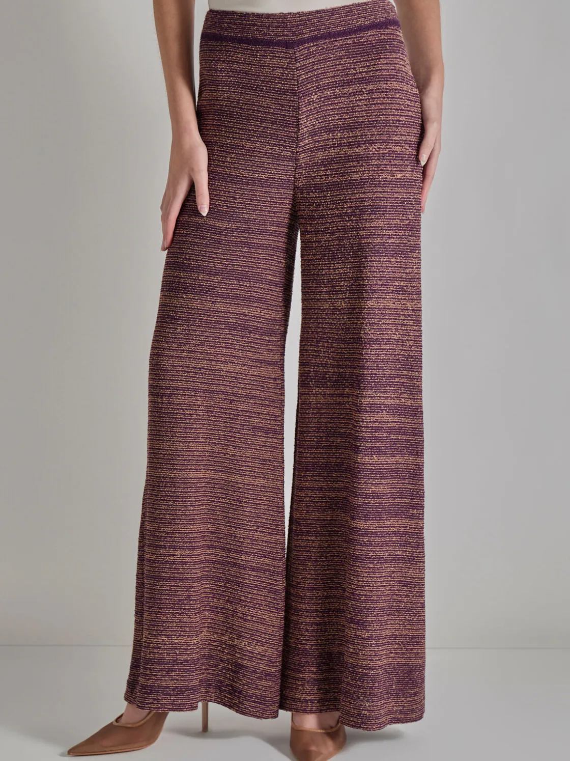 Misook Pull-On Wide Leg Pants - Tweed Knit* Pants & Shorts