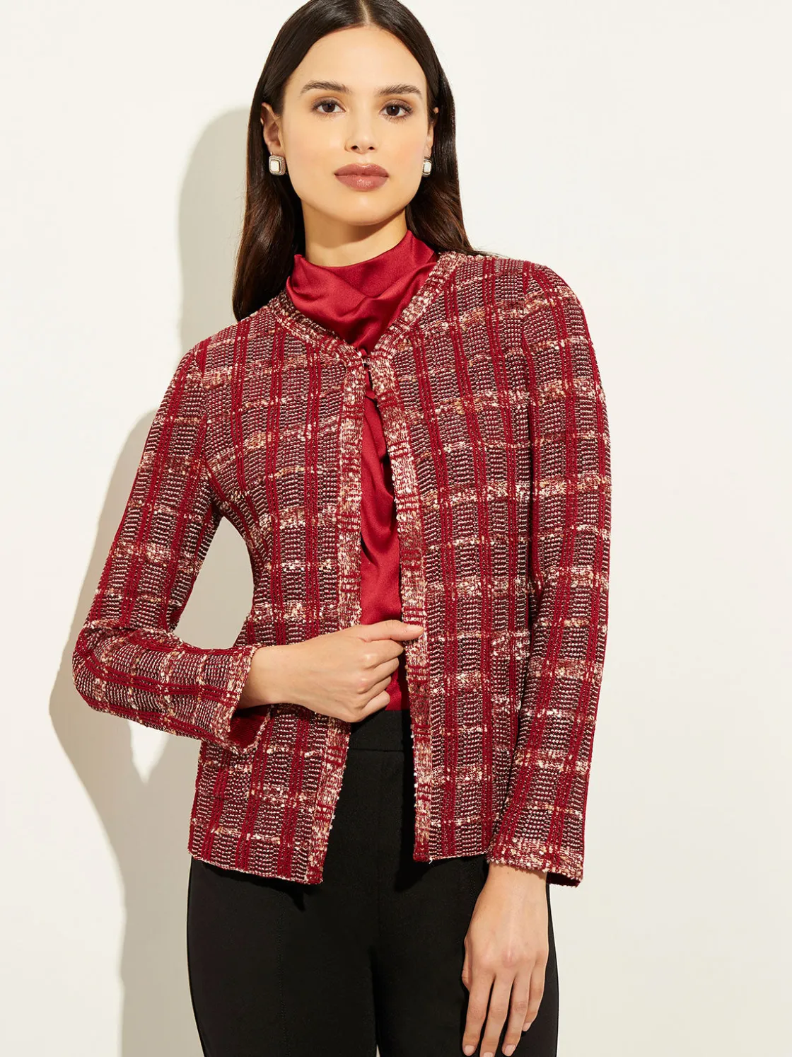 Misook Red Plaid Jacket - Womens Tweed Jacket | * Jackets & Coats