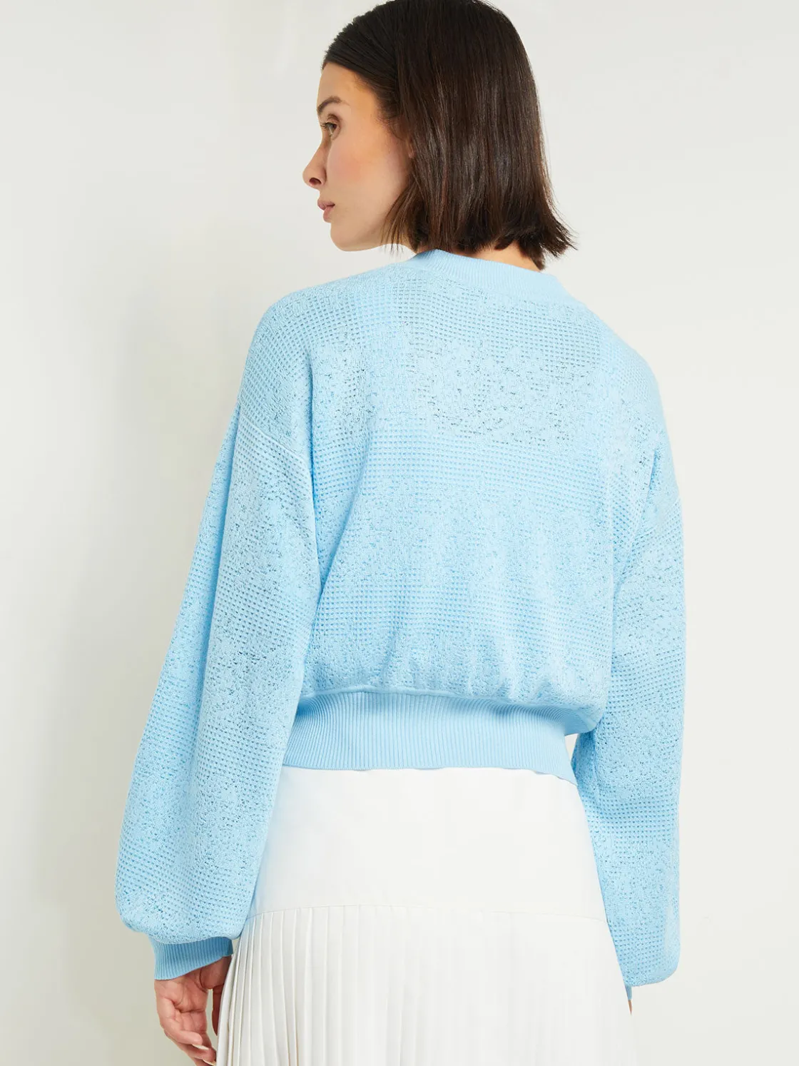 Misook Relaxed Fit Button Front Jacket - Balloon Sleeve Soft Burnout Knit* Jackets & Coats
