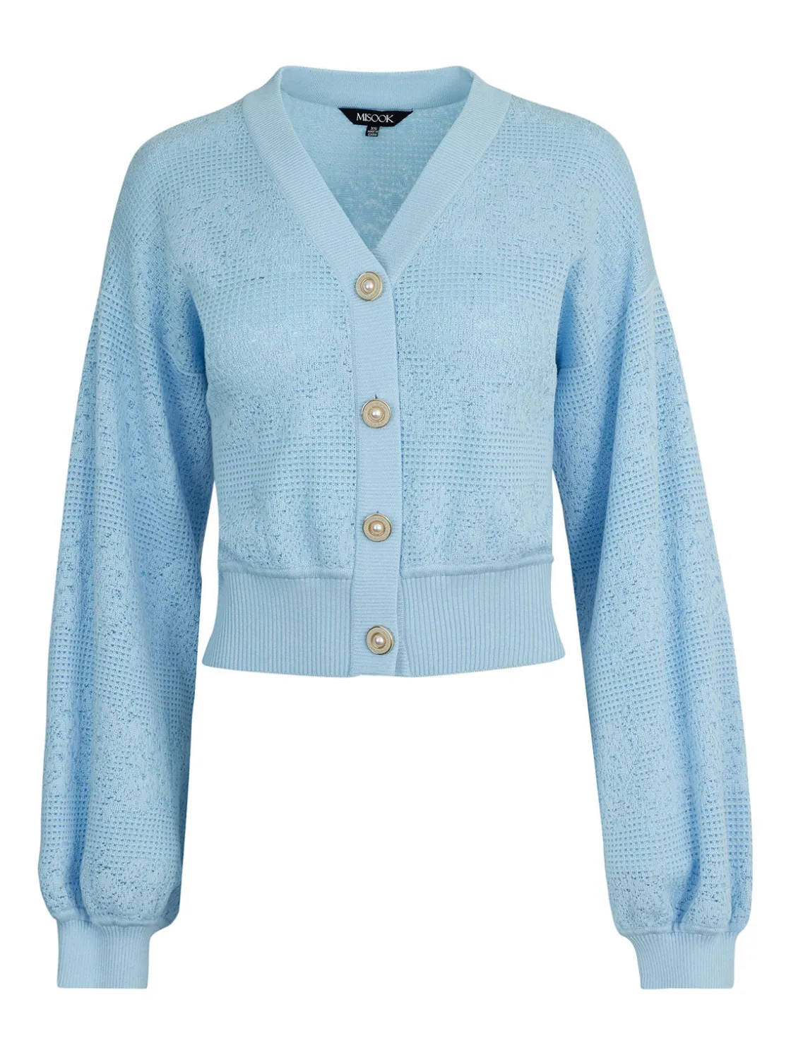 Misook Relaxed Fit Button Front Jacket - Balloon Sleeve Soft Burnout Knit* Jackets & Coats