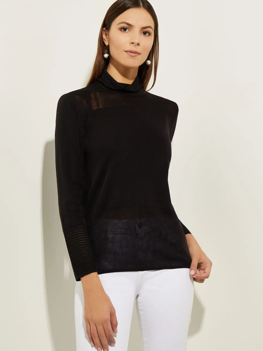 Misook Sheer Inset Turtleneck* Tops & Tees