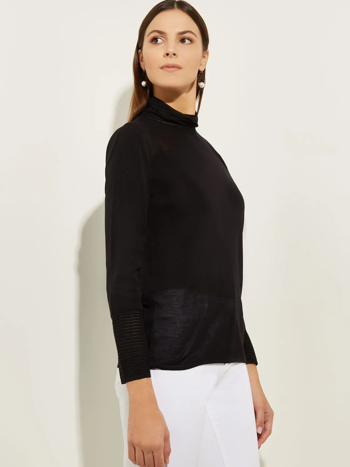 Misook Sheer Inset Turtleneck* Tops & Tees