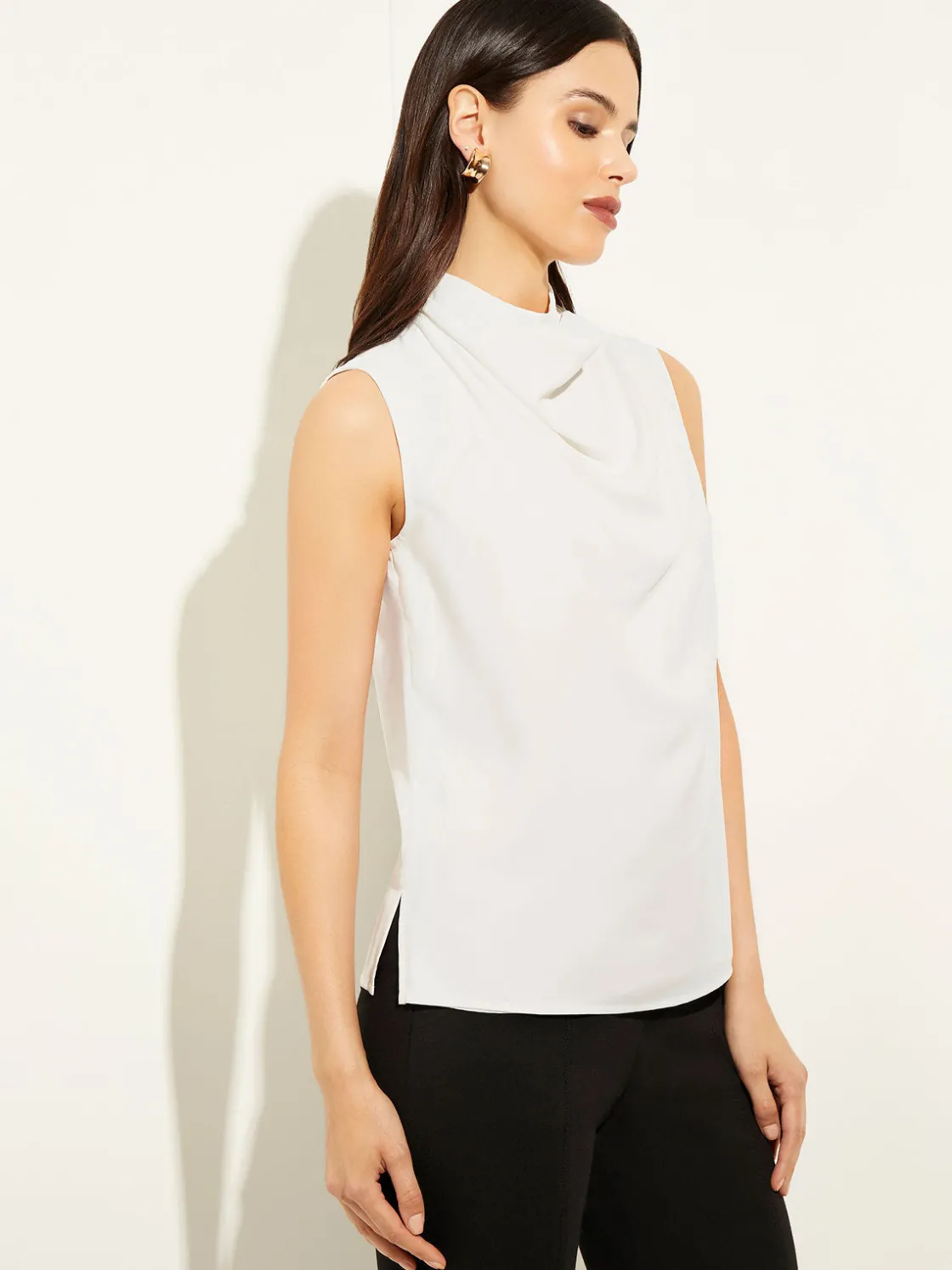 Misook Sleeveless High Neck Draped Crepe de Chine Blouse* Tops & Tees | Tanks