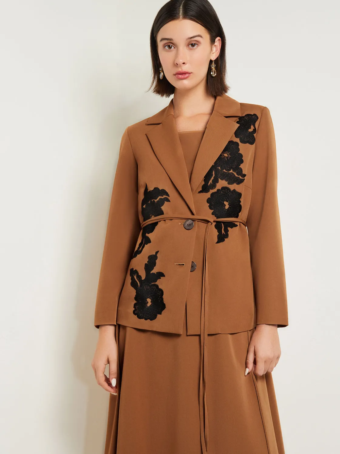 Misook Tailored Fit Jacket - Embroidered Woven Twill* Jackets & Coats