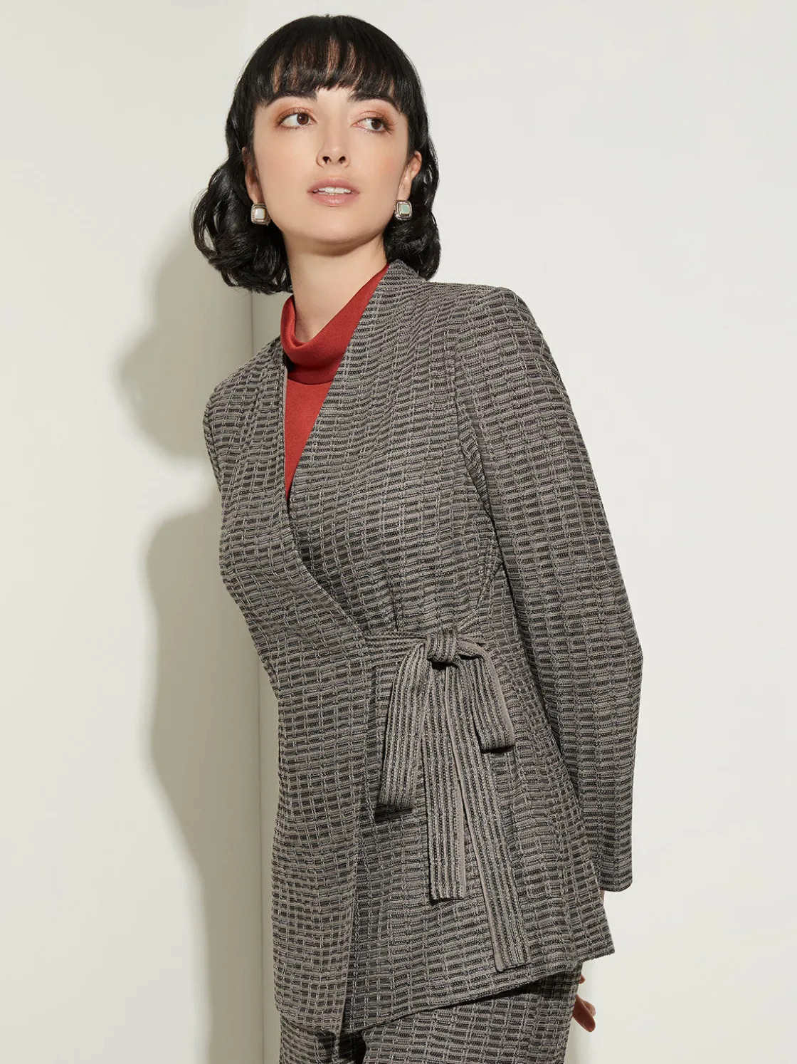 Misook Tailored Fit Tweed Side Tie Knit Blazer* Jackets & Coats