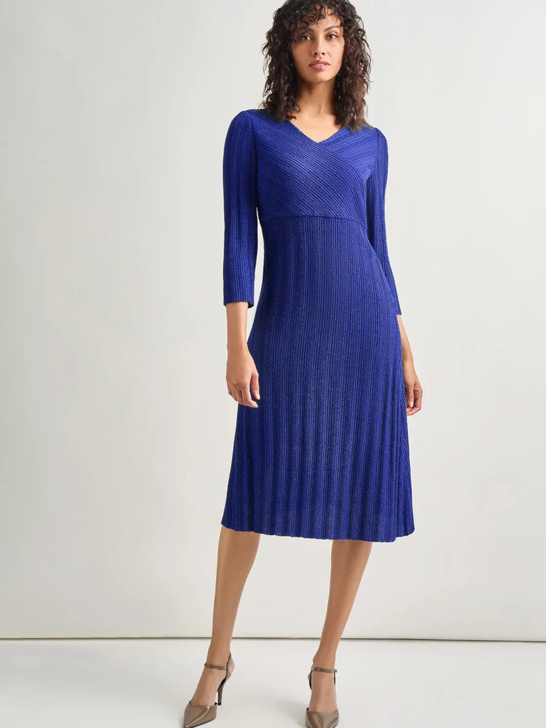 Misook Textural Stripe Knit Midi Dress* Dresses