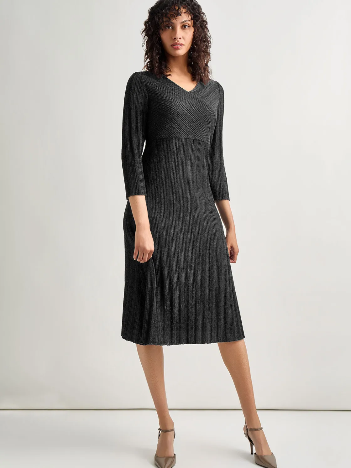 Misook Textural Stripe Knit Midi Dress* Dresses