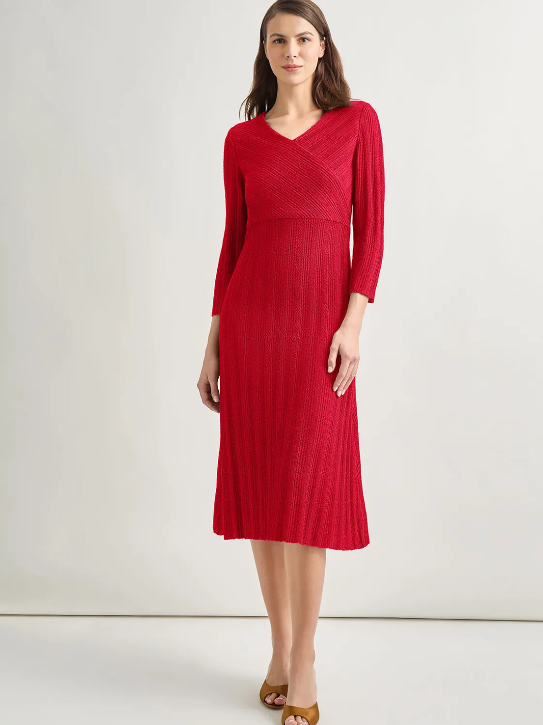 Misook Textural Stripe Knit Midi Dress* Dresses