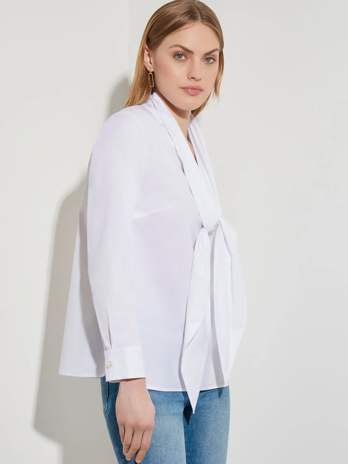 Misook Tie-Neck Cotton Poplin Blouse* Blouses & Shirts | Tops & Tees