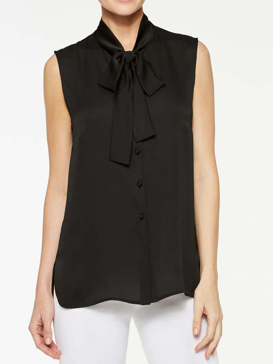 Misook Tie-Neck Crepe de Chine Blouse* Blouses & Shirts | Tops & Tees