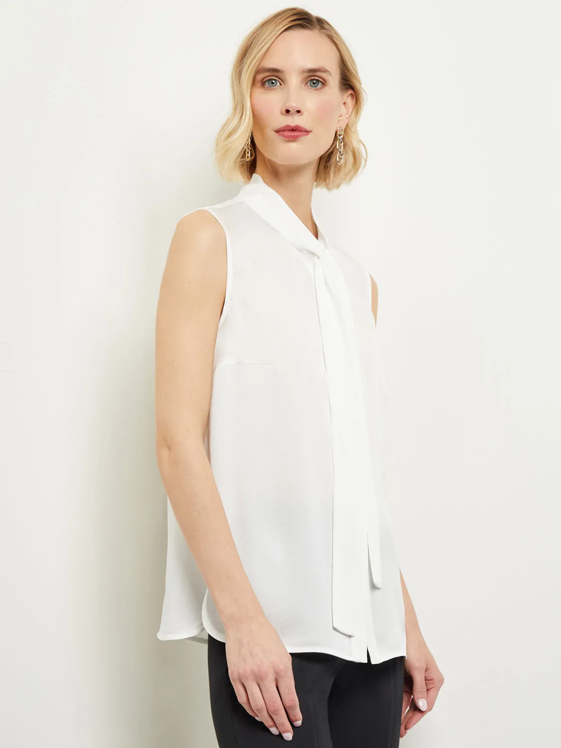 Misook Tie-Neck Crepe de Chine Blouse* Blouses & Shirts | Tops & Tees