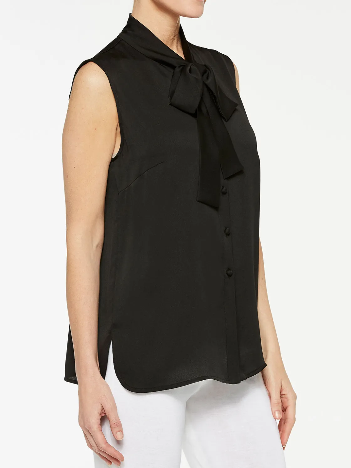 Misook Tie-Neck Crepe de Chine Blouse* Blouses & Shirts | Tops & Tees