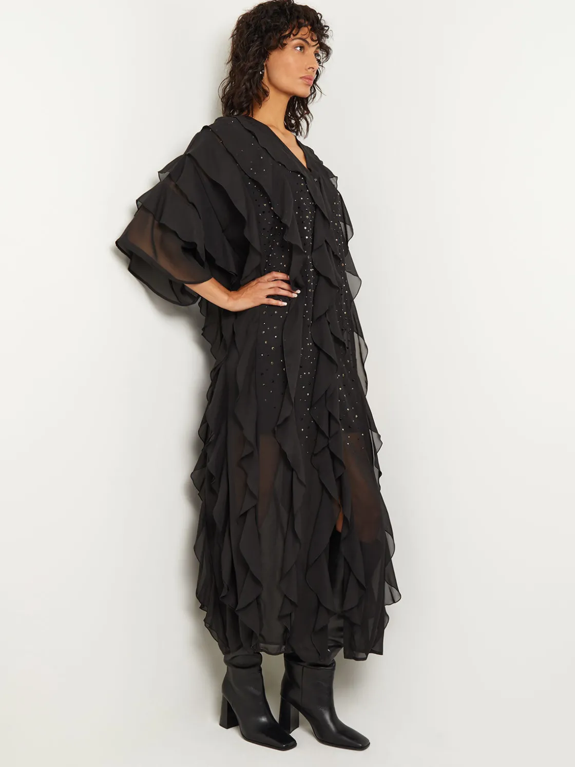 Misook Tiered Ruffle Woven Chiffon Maxi Dress* Dresses