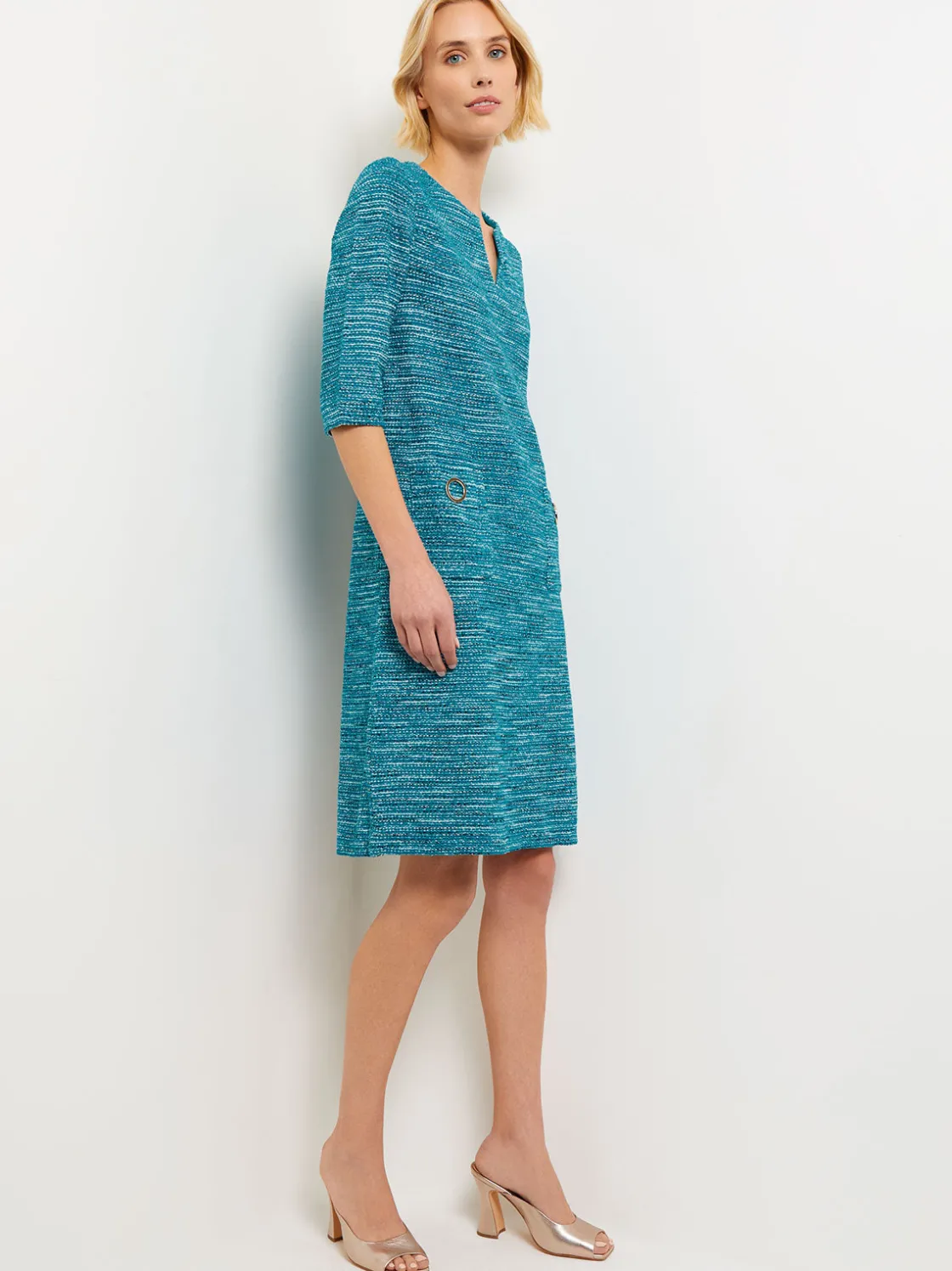 Misook Tweed Knit Shift Dress with Pockets* Dresses