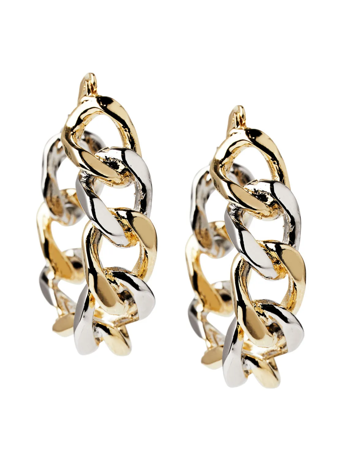 Misook Two Tone 14K Gold & Rhodium Chain Link Hoop Earrings* Accessories | Earrings