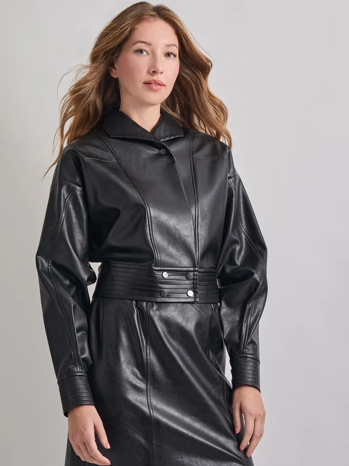 Misook Vegan Leather Cropped Moto Jacket* Jackets & Coats