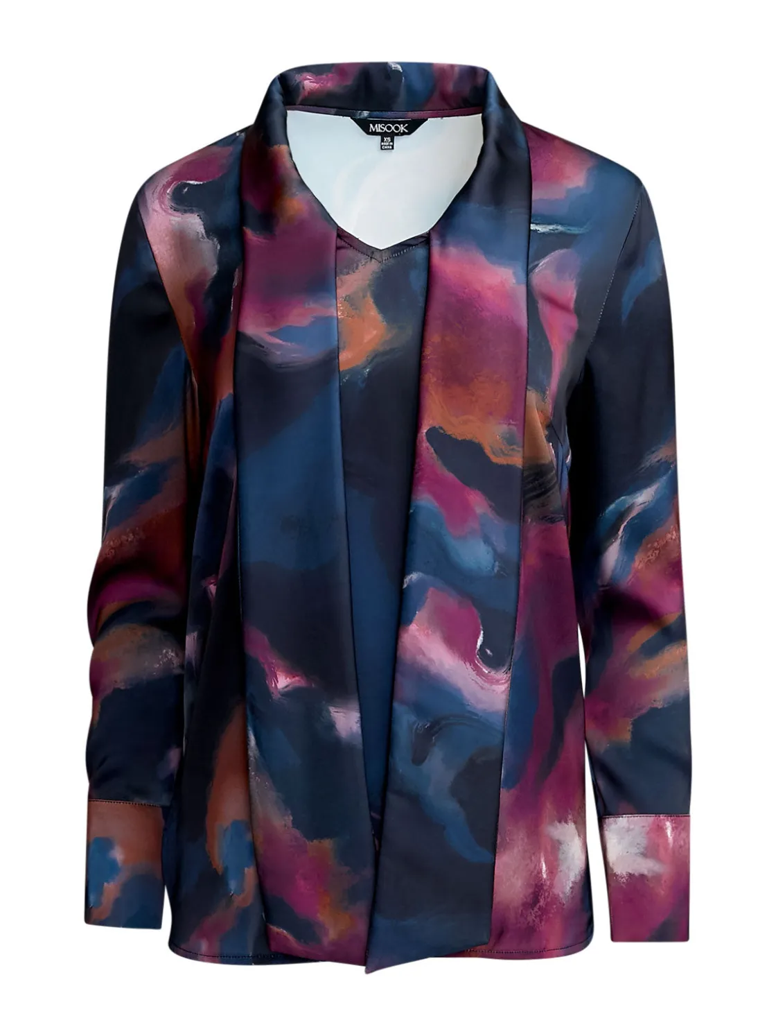 Misook Watercolor Tie Neck Crepe de Chine Blouse* Blouses & Shirts | Tops & Tees