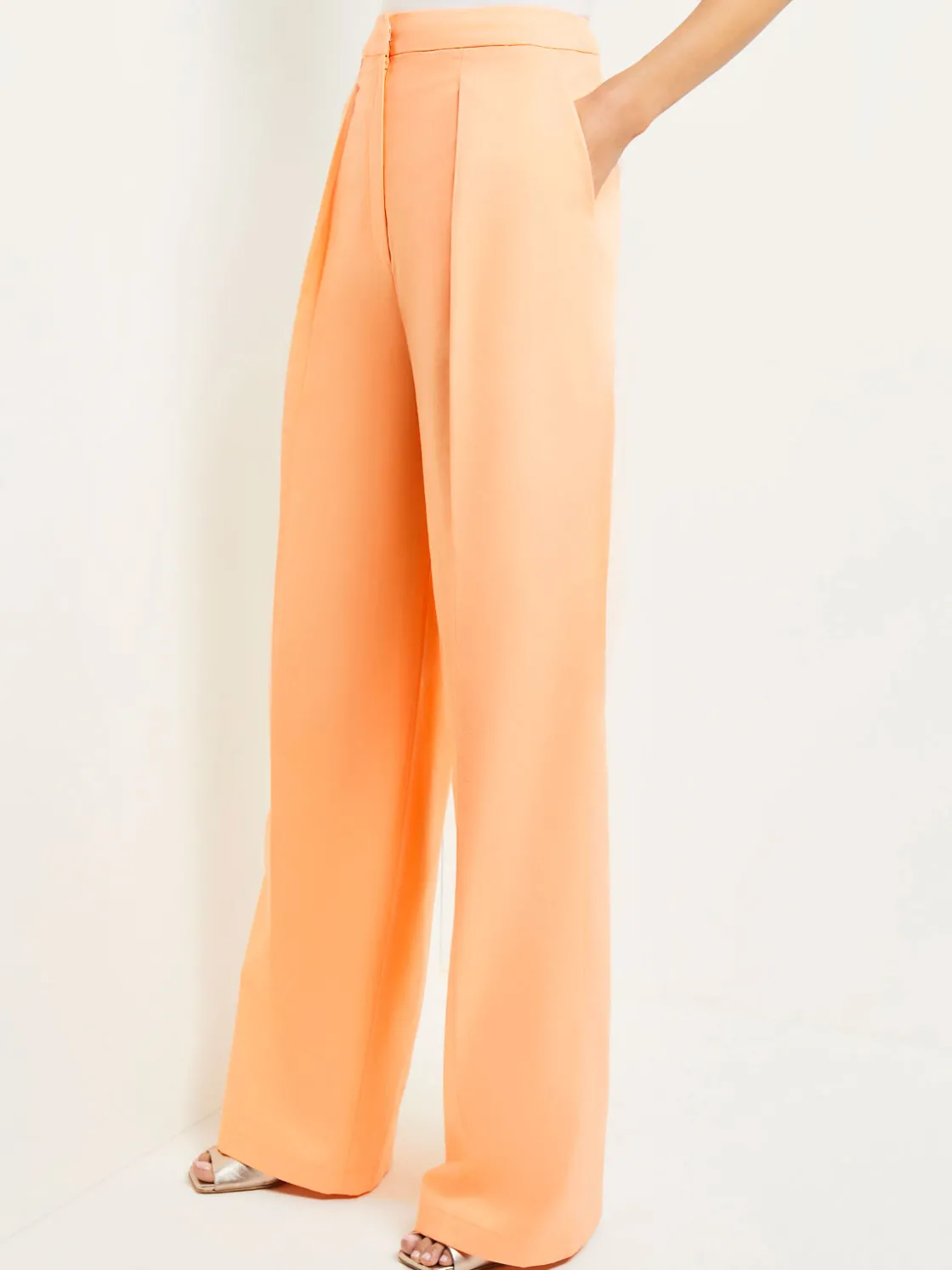 Misook Zipper Fly Wide Leg Pants - Faux Cupro Silk* Pants & Shorts